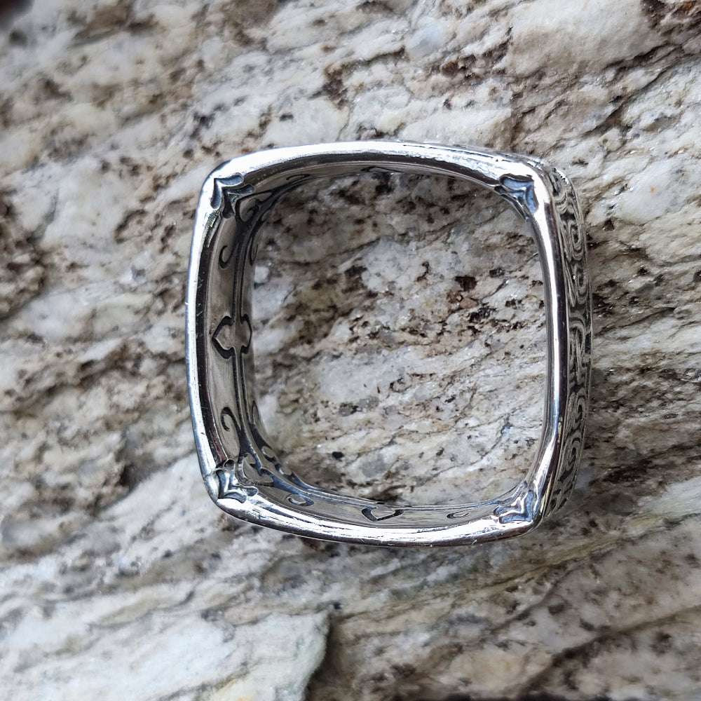 Anello a fascia quadrata in argento 925 - BARMER