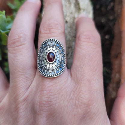 Anello etnico con pietra in argento 925 - KARIGHOI