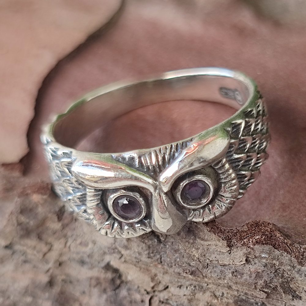 Anello gufo in argento 925 con pietra - KUIRA