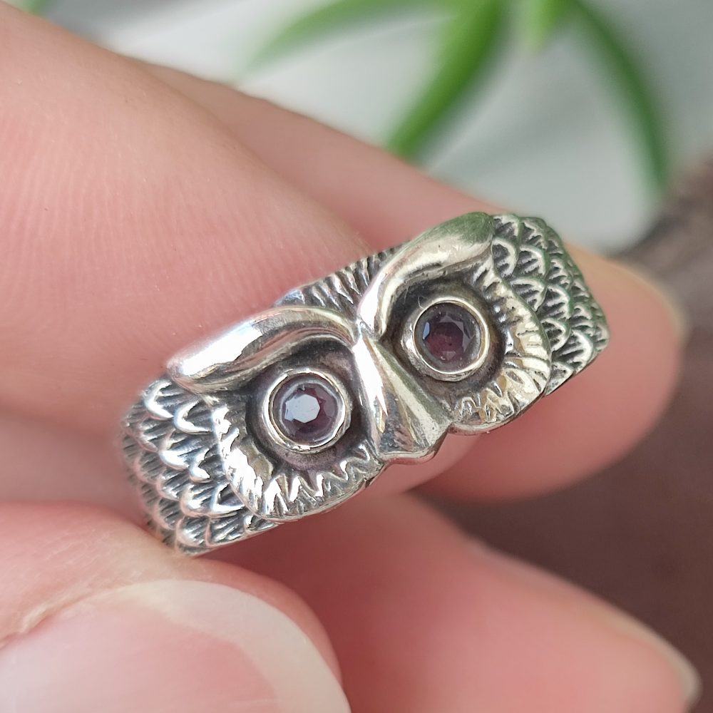 Anello gufo in argento 925 con pietra - KUIRA