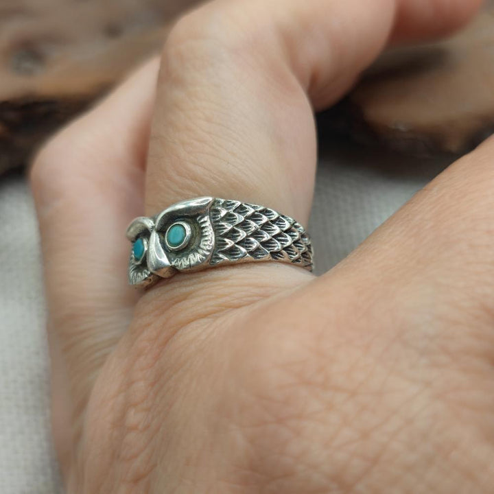 Anello gufo in argento 925 con pietra - KUIRA