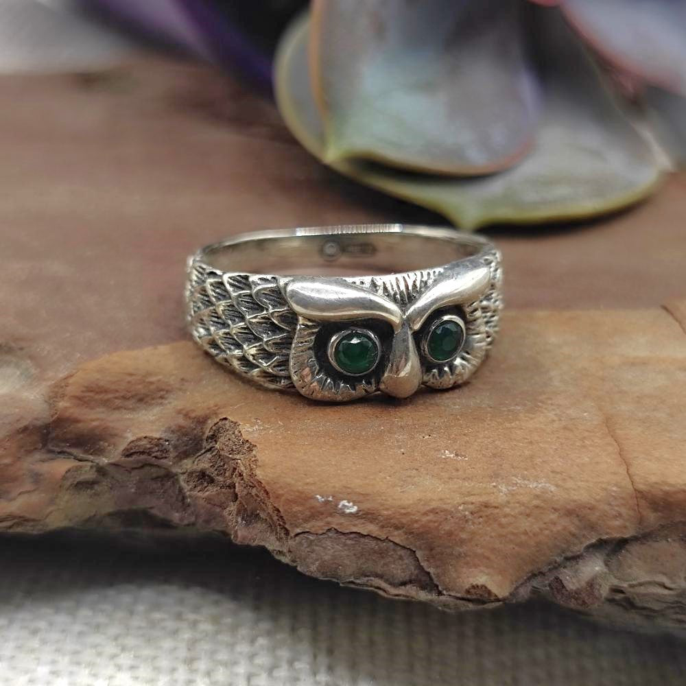 Anello gufo in argento 925 con pietra - KUIRA