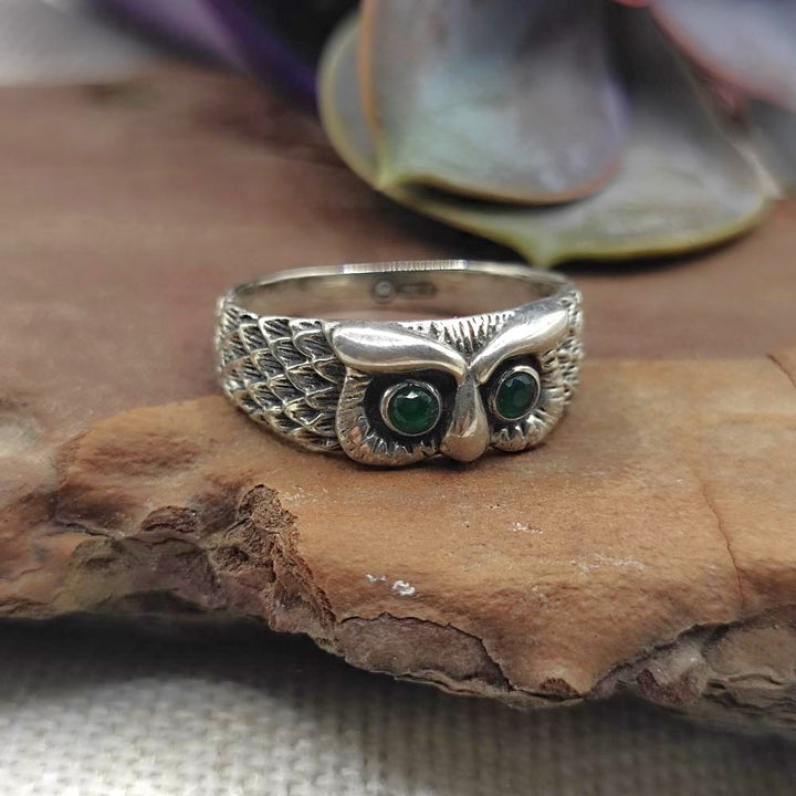 Anello gufo in argento 925 con pietra - KUIRA