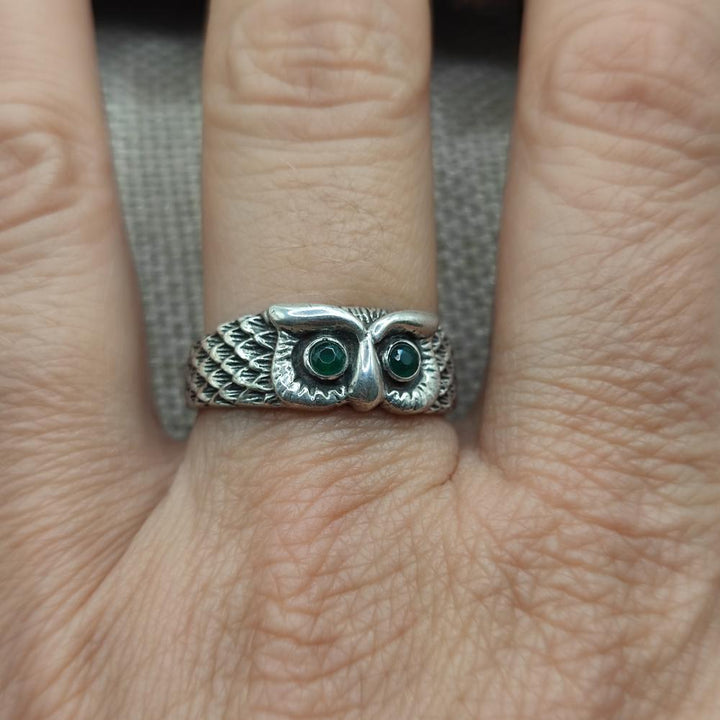 Anello gufo in argento 925 con pietra - KUIRA