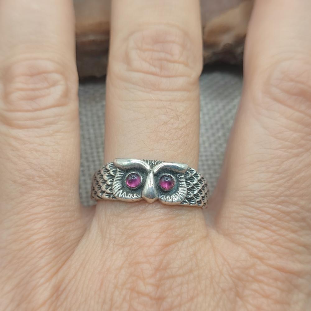 Anello gufo in argento 925 con pietra - KUIRA
