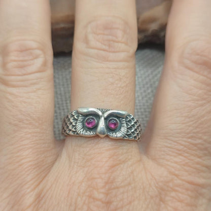 Anello gufo in argento 925 con pietra - KUIRA