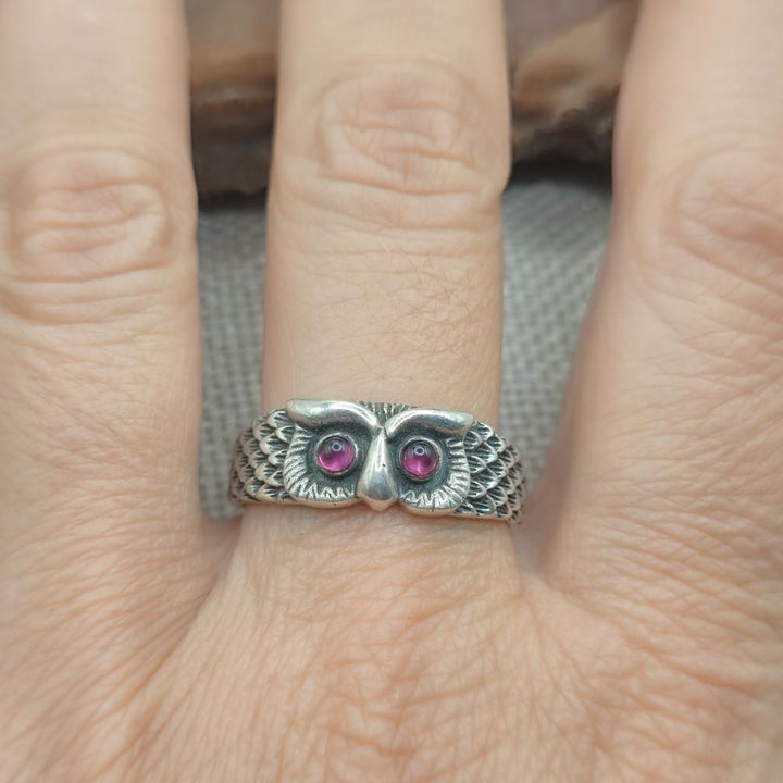 Anello gufo in argento 925 con pietra - KUIRA
