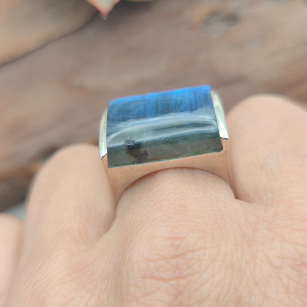 Anello in argento 925 labradorite - KARIMNAGAR