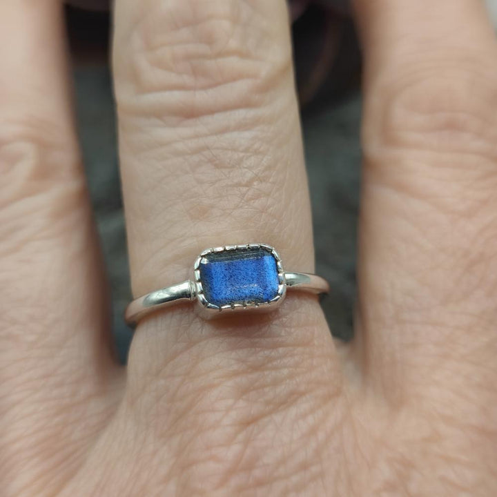 Anello etnico in argento 925 labradorite - NOORJI