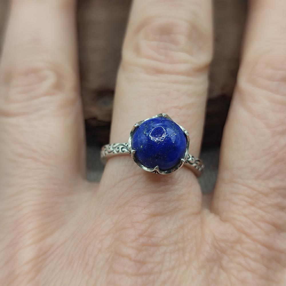 Anello etnico in argento 925 lapislazzuli - SHAKTI