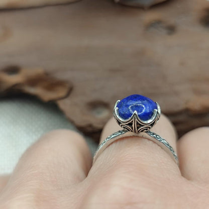 Anello etnico in argento 925 lapislazzuli - SHAKTI