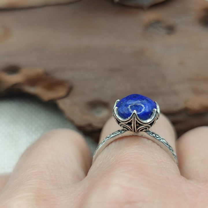 Anello etnico in argento 925 lapislazzuli - SHAKTI