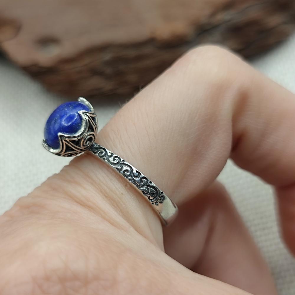 Anello etnico in argento 925 lapislazzuli - SHAKTI