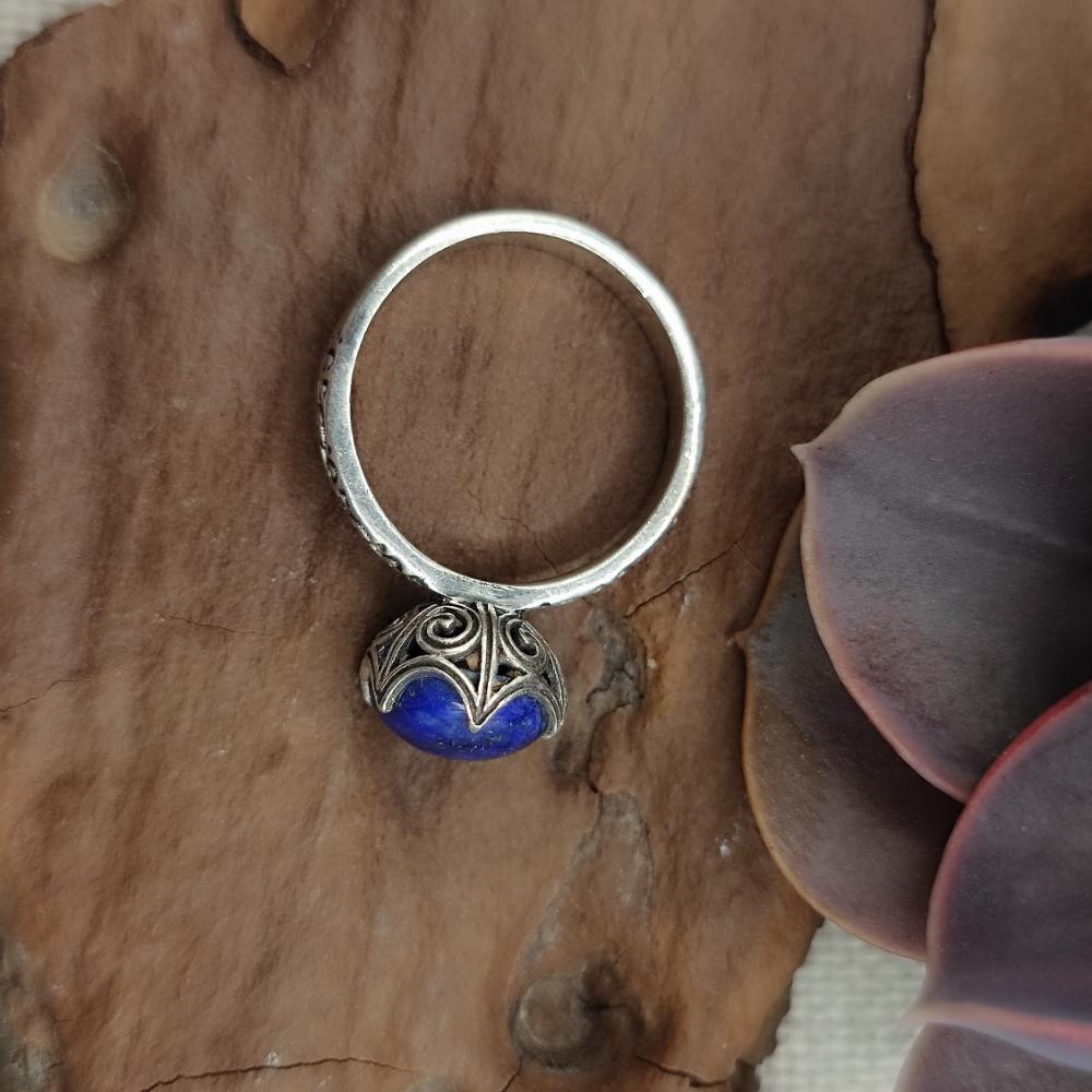 Anello etnico in argento 925 lapislazzuli - SHAKTI