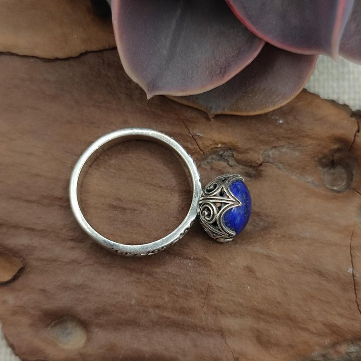 Anello etnico in argento 925 lapislazzuli - SHAKTI