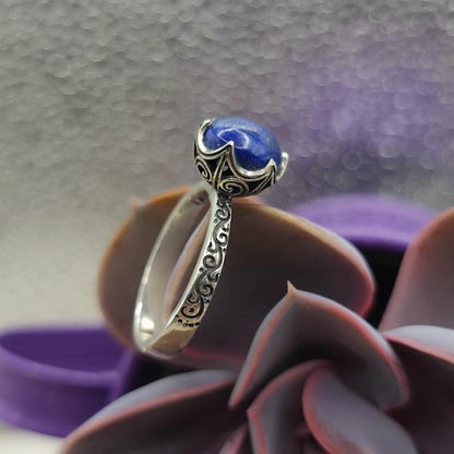 Anello etnico in argento 925 lapislazzuli - SHAKTI