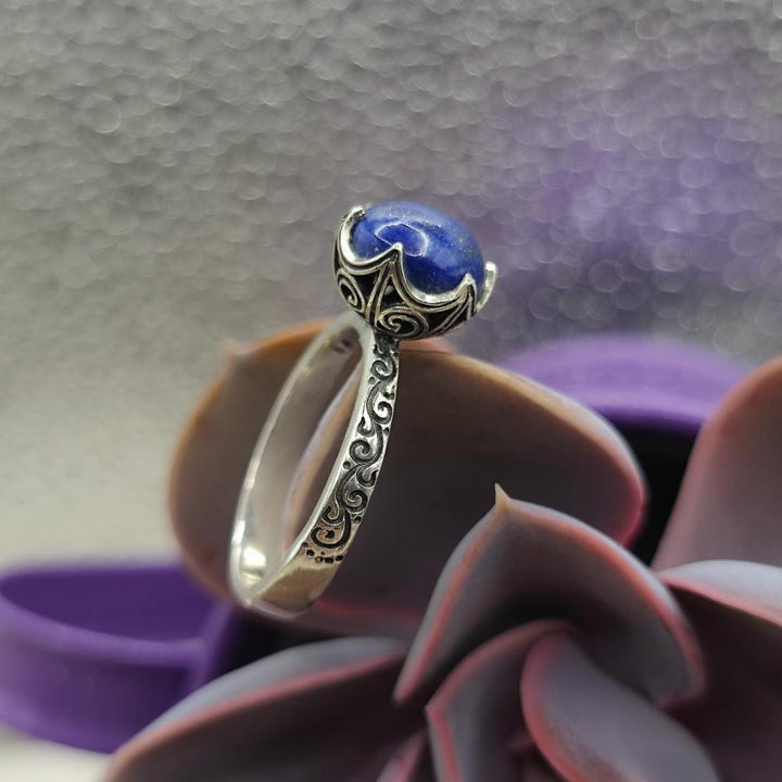 Anello etnico in argento 925 lapislazzuli - SHAKTI