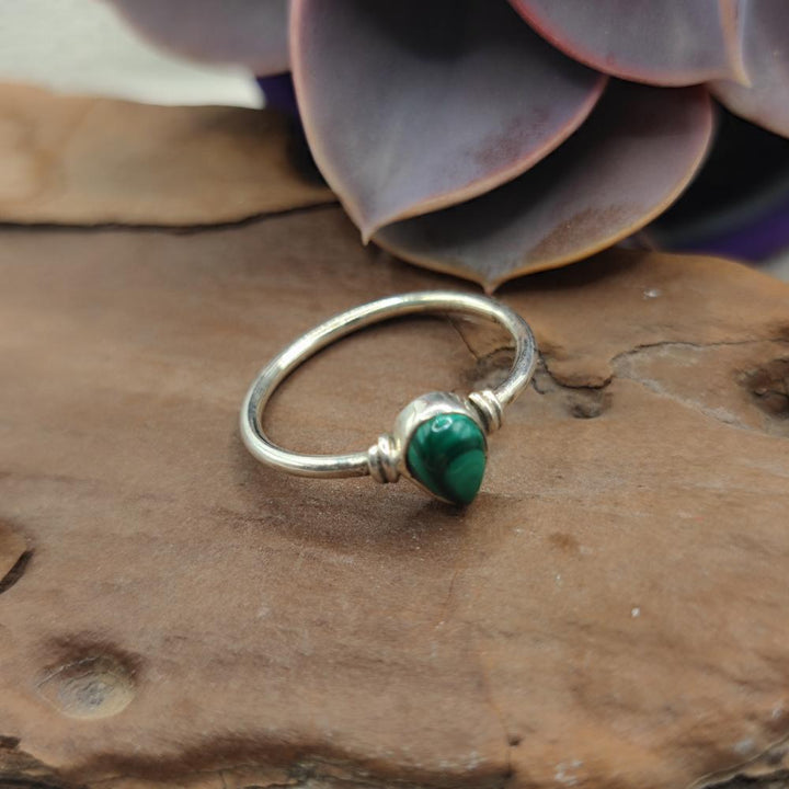 Anello etnico in argento 925 malachite - SITARA