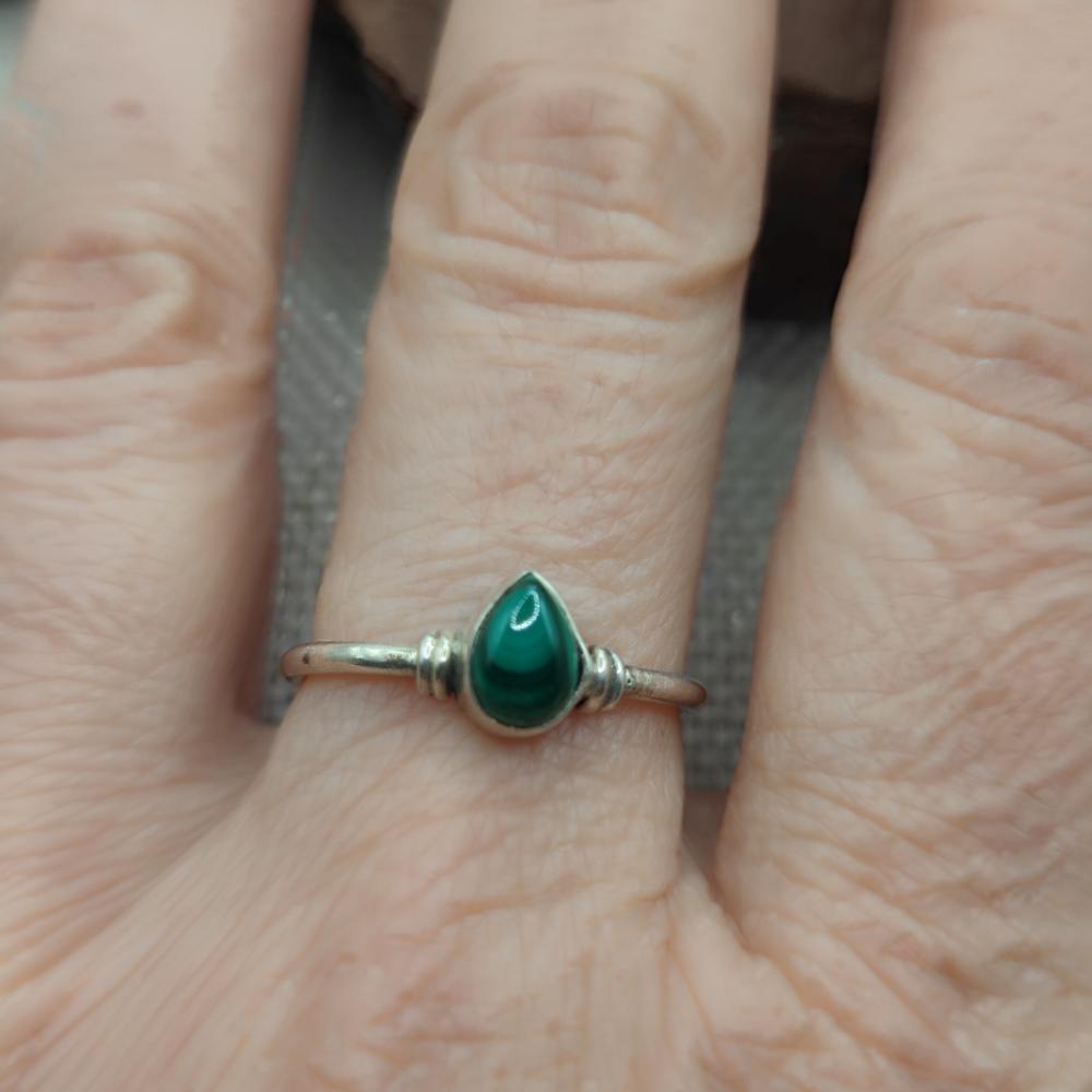 Anello etnico in argento 925 malachite - SITARA