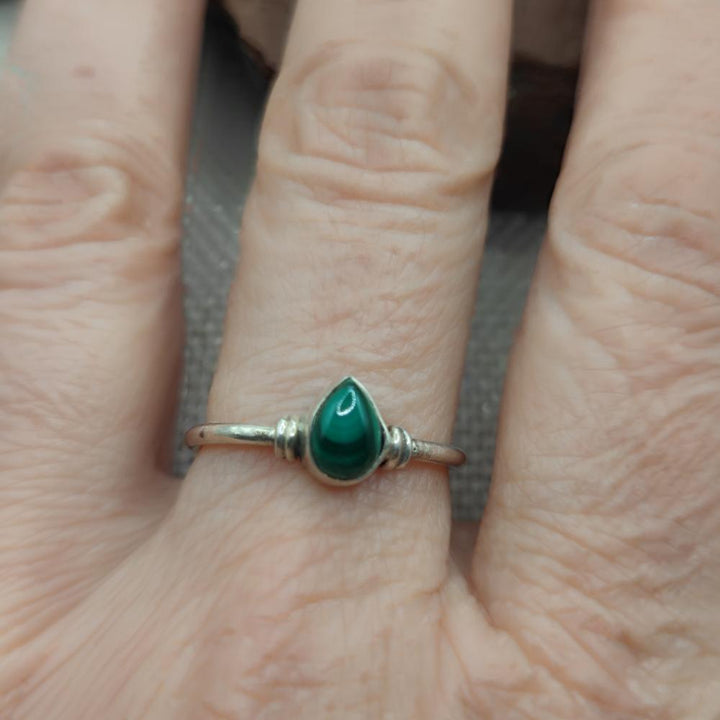 Anello etnico in argento 925 malachite - SITARA