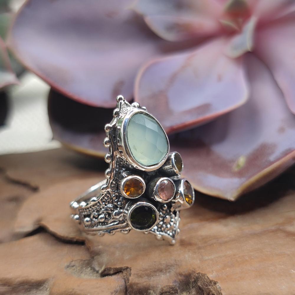 Anello in argento 925 multipietra - PORAHAT