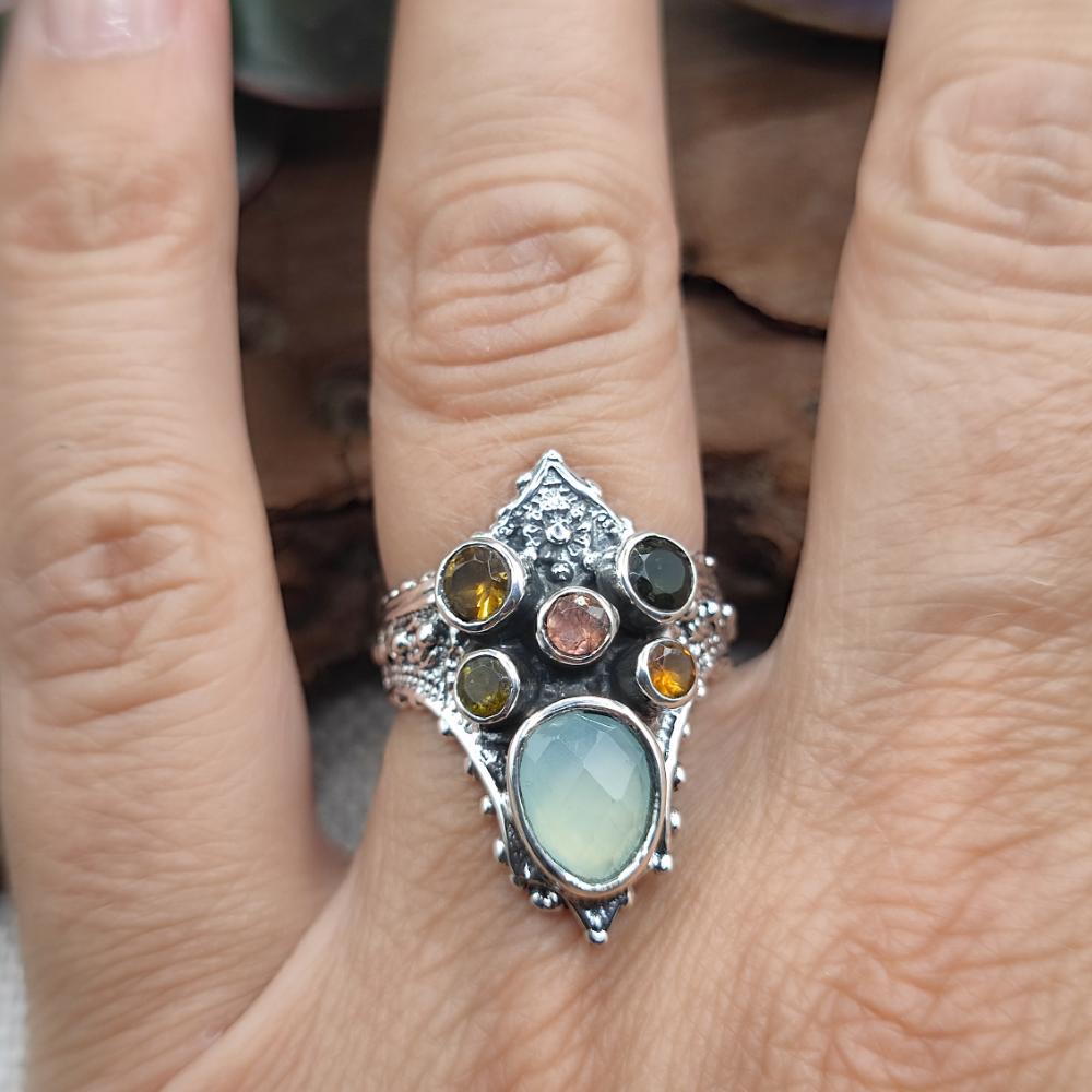 Anello in argento 925 multipietra - PORAHAT