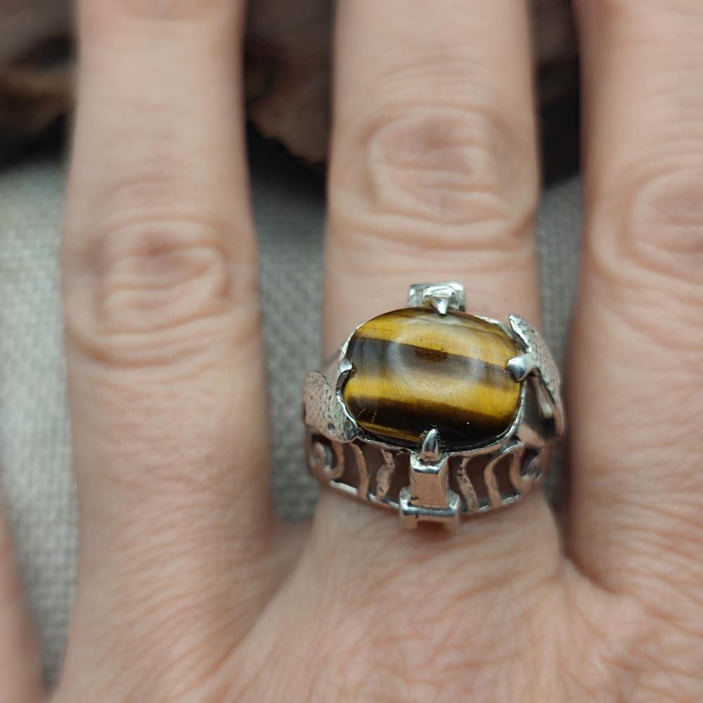 Anello in argento 925 occhio di tigre - KANDUKUR