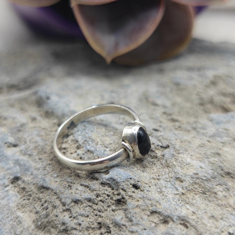 Anello etnico in argento 925 onice nero - YASMINA
