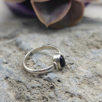 Anello etnico in argento 925 onice nero - YASMINA