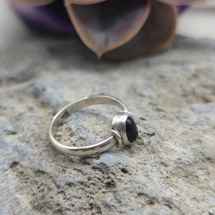 Anello etnico in argento 925 onice nero - YASMINA
