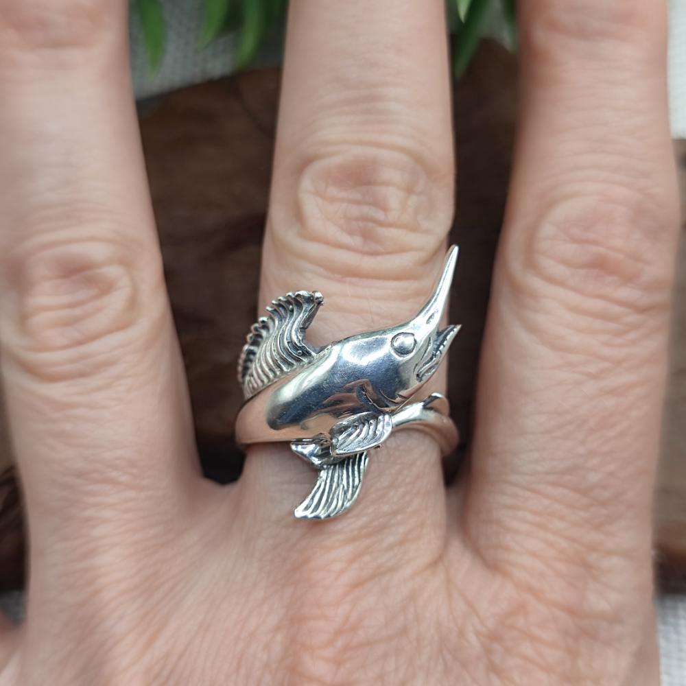 Anello in argento 925 con pesce spada - KUSMI