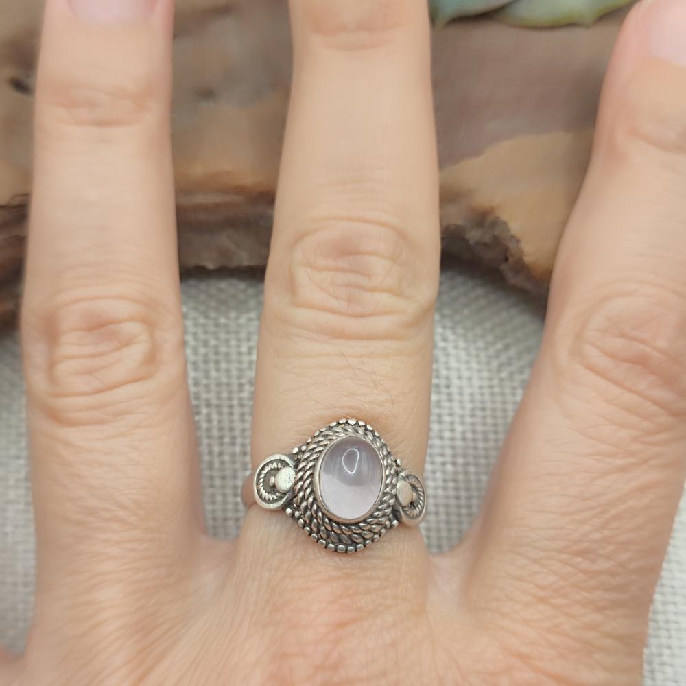 Anello con pietra in argento 925 - KAMBOJ quarzo rosa