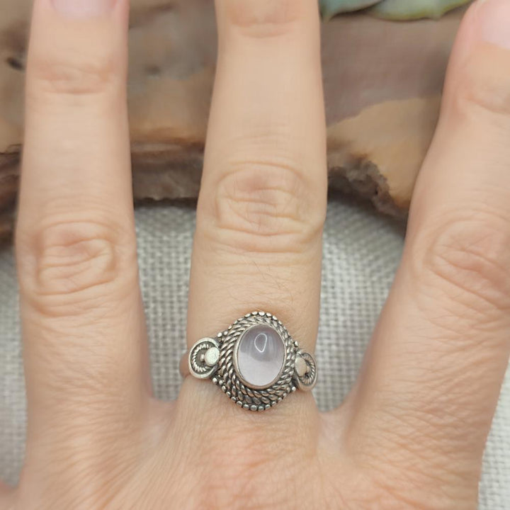 Anello con pietra in argento 925 - KAMBOJ quarzo rosa