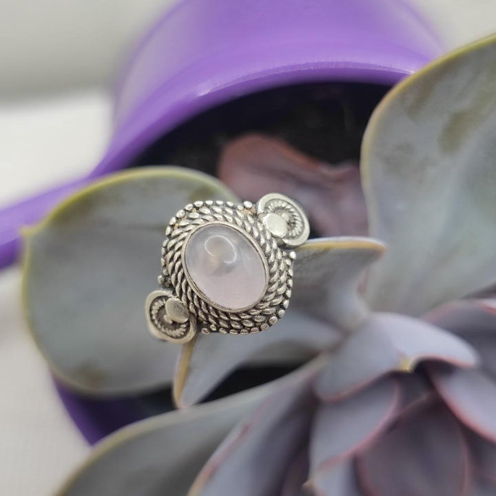 Anello con pietra in argento 925 - KAMBOJ quarzo rosa