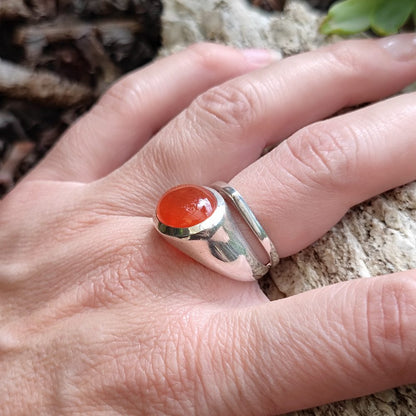 Anello artigianale con pietra in argento 925 - AMINA