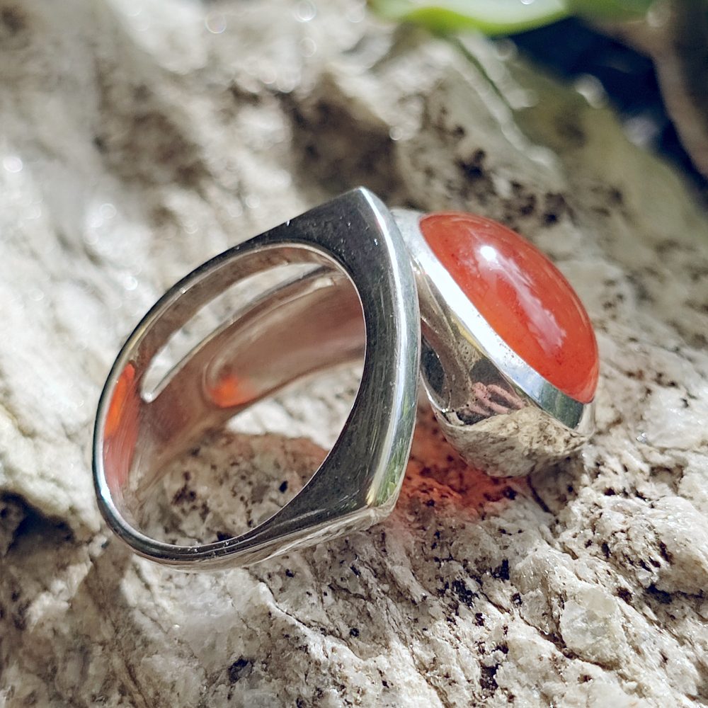 Anello artigianale con pietra in argento 925 - AMINA
