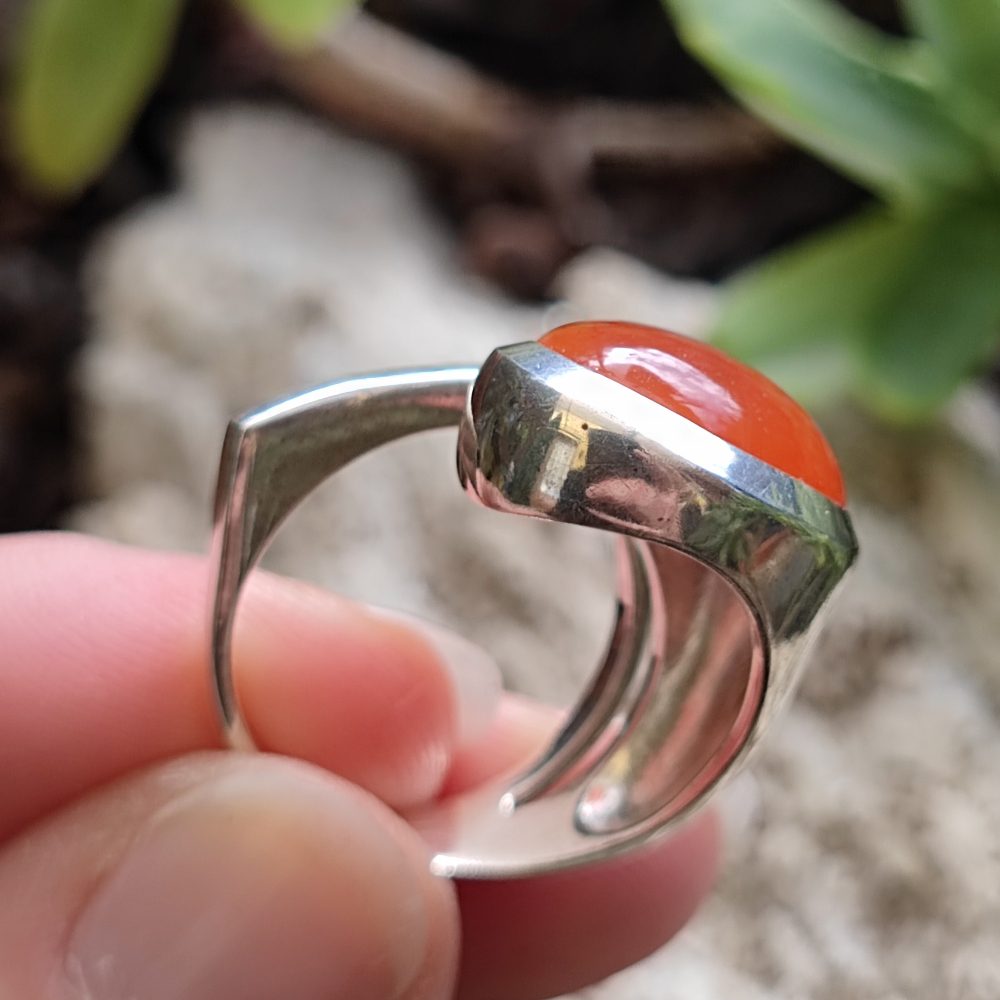Anello artigianale con pietra in argento 925 - AMINA