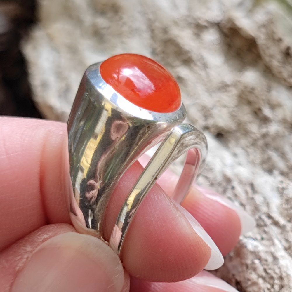 Anello artigianale con pietra in argento 925 - AMINA