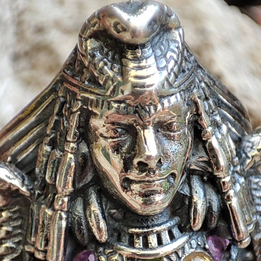 Anello etnico in argento 925 con pietra - CLEOPATRA