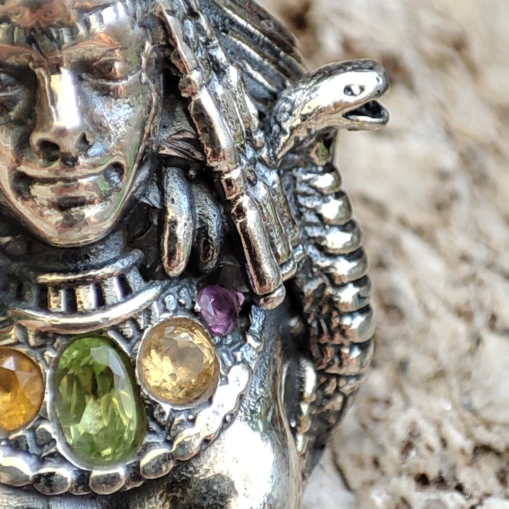Anello etnico in argento 925 con pietra - CLEOPATRA