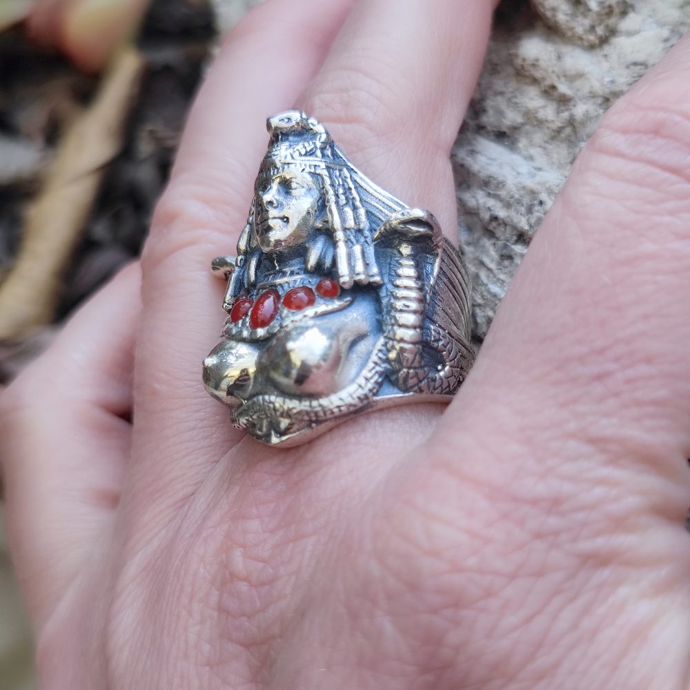 Anello etnico in argento 925 con pietra - CLEOPATRA