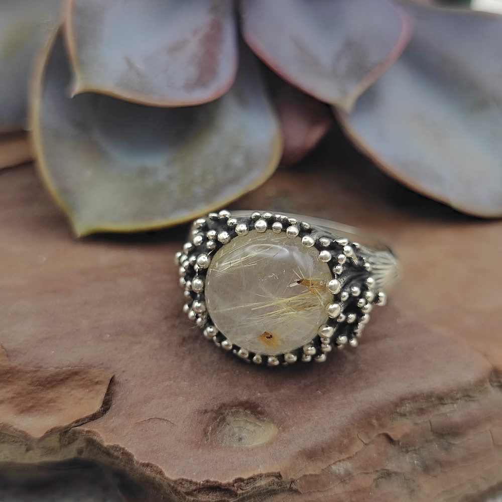 Anello etnico in argento 925 con pietra - DOGACHI
