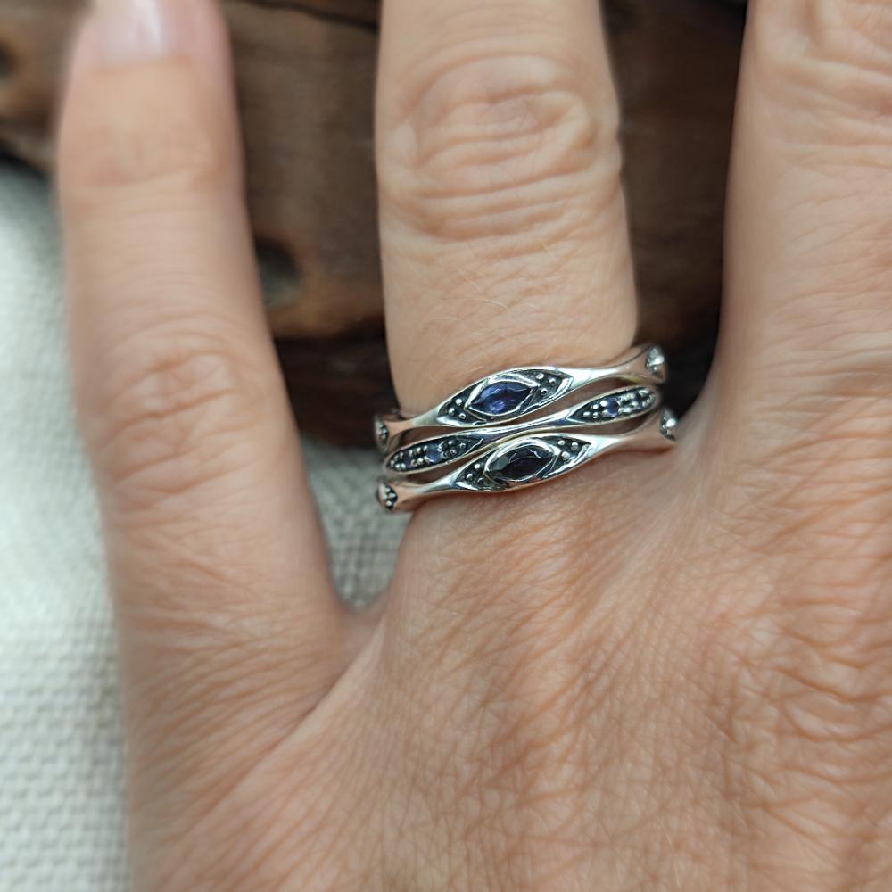 Anello triplo in argento 925 con pietra - DUMARYA