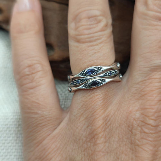 Anello triplo in argento 925 con pietra - DUMARYA