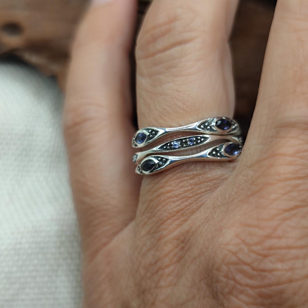 Anello triplo in argento 925 con pietra - DUMARYA