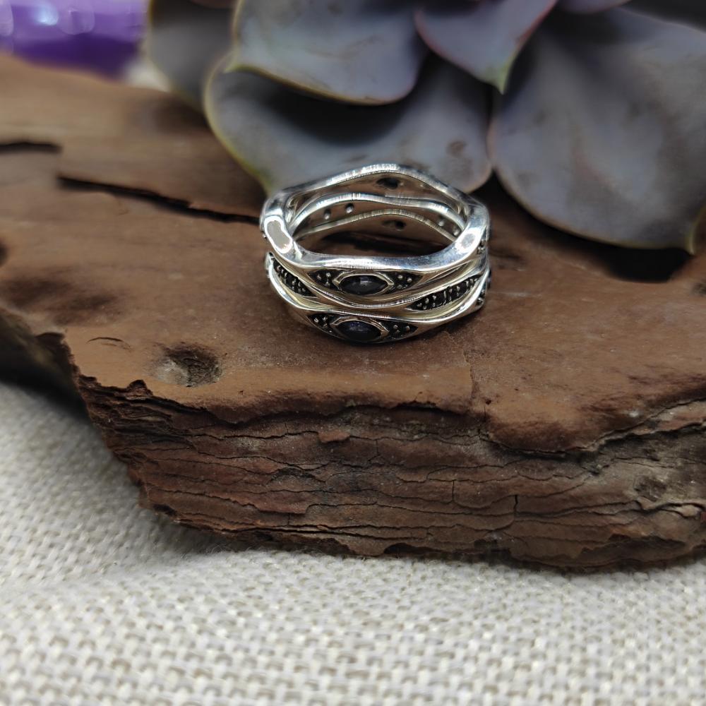 Anello triplo in argento 925 con pietra - DUMARYA