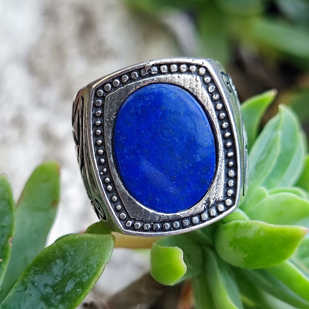 Anello etnico in argento 925 con pietra - GAMPAPULI