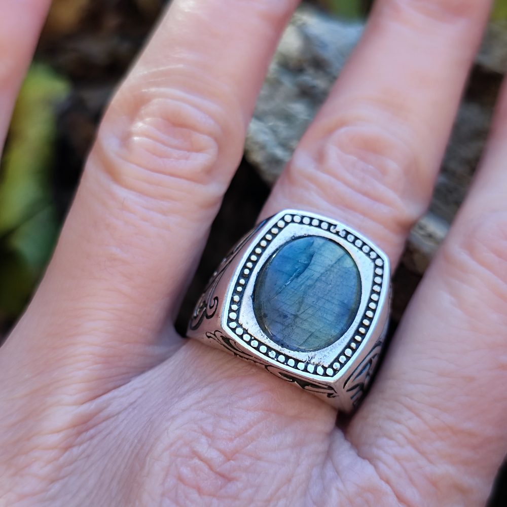 Anello etnico in argento 925 con pietra - GAMPAPULI