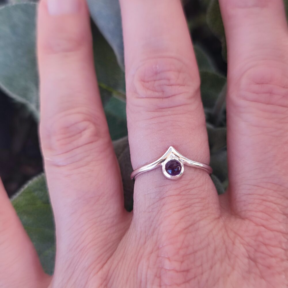 Anello etnico in argento 925 con pietra - GWALIOR