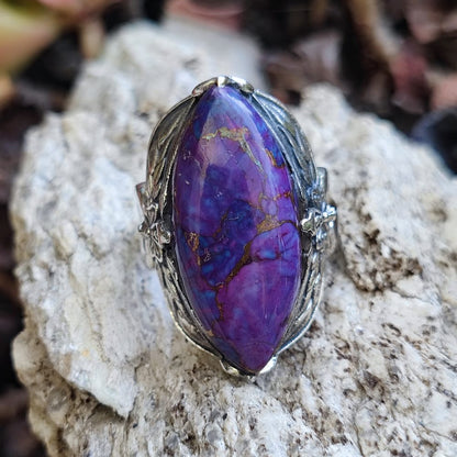 Anello etnico in argento 925 con pietra - GYARAM